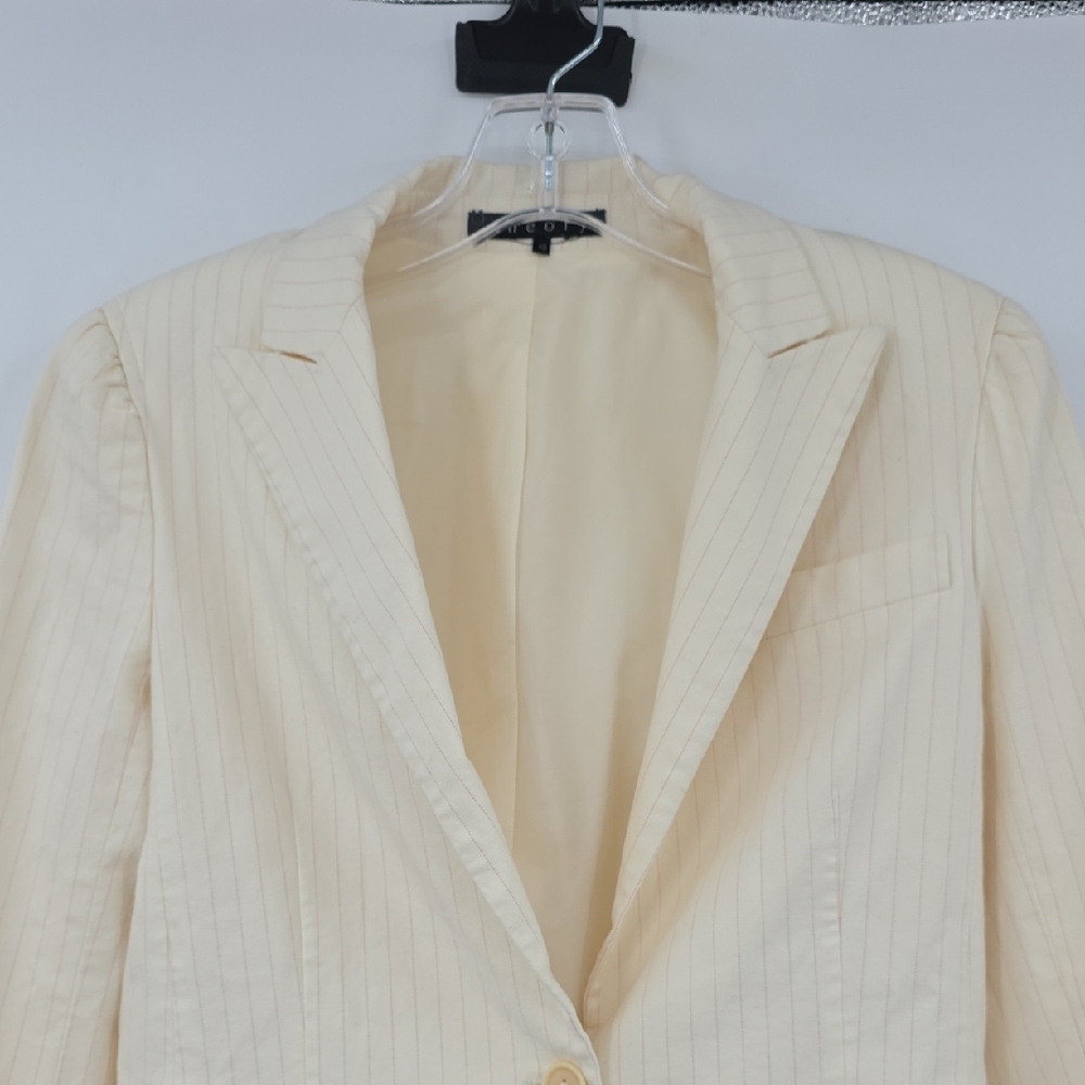 Theory Pink Pinstripe Cream Blazer Women's Size 10 - Picture 2 of 9